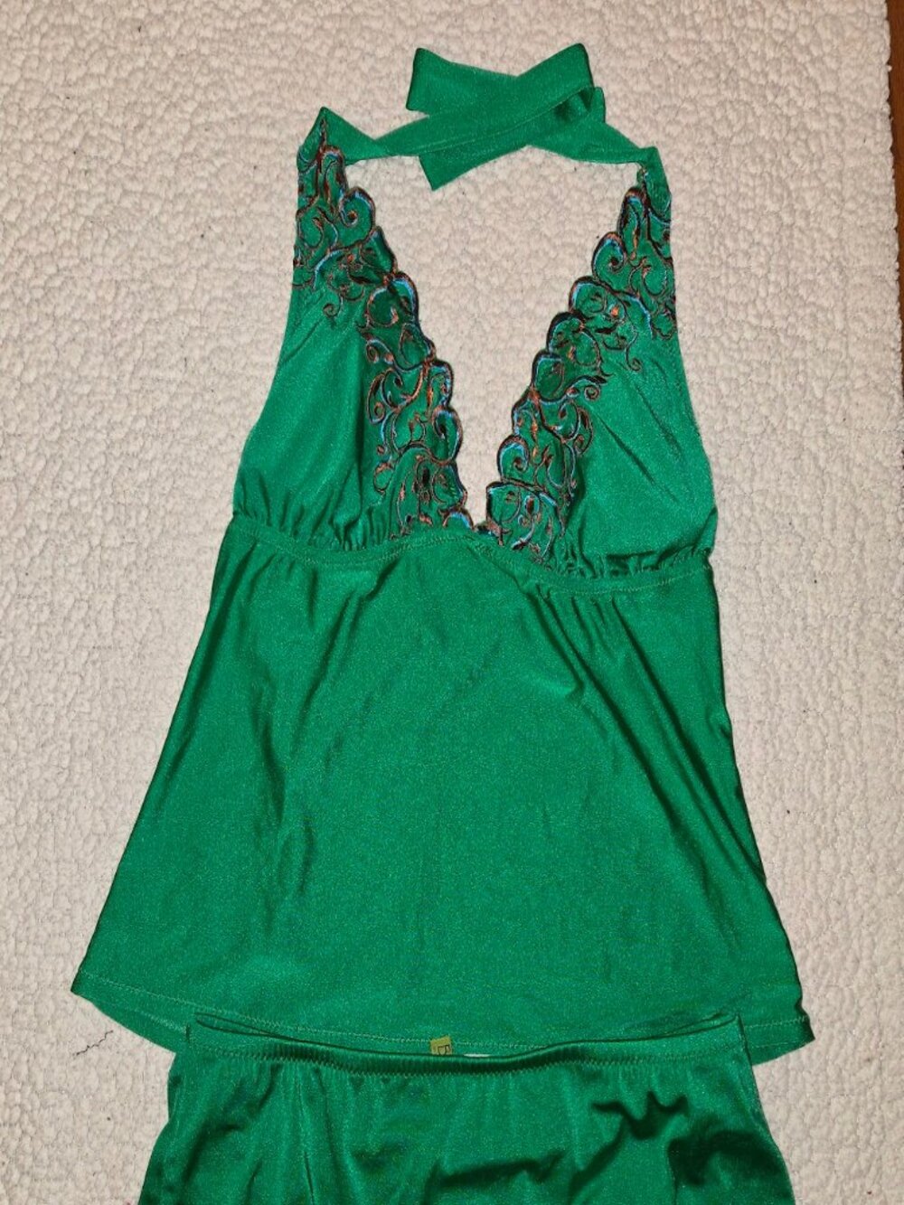 NWT BECCA by Rebecca Virtue Emerald Halter Tankini Set | D Cup | Size L